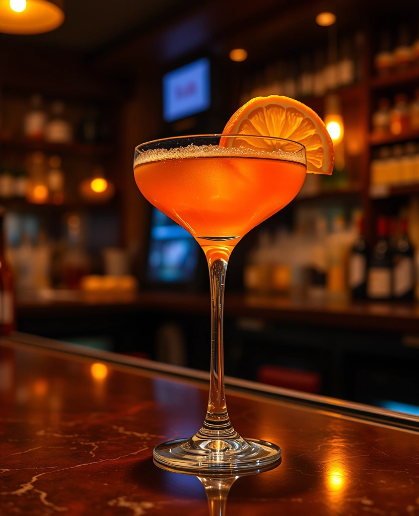 Signature craft cocktail with orange peel